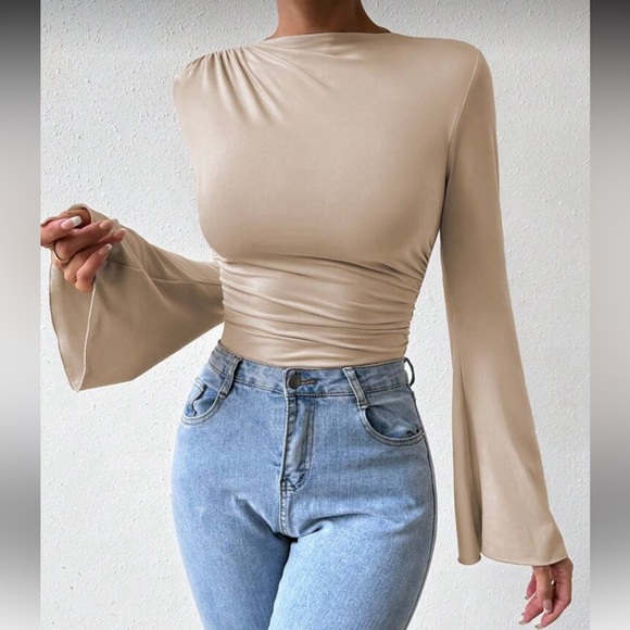 Elegant Black Long Sleeve Women's Bodysuit Top - Picture 2 of 16